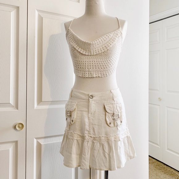 Cropped Cream Crocheted Top Repurposed From a doilie - Picture 2 of 4